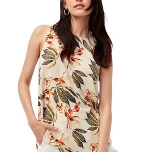 Babaton Floral Tank Top Size Small | Cream Sleeveless Blouse Aritzia